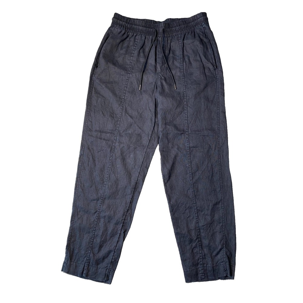 Athleta Pants Womens Petite Small Black Linen Elastic Waist Drawstring Heritage